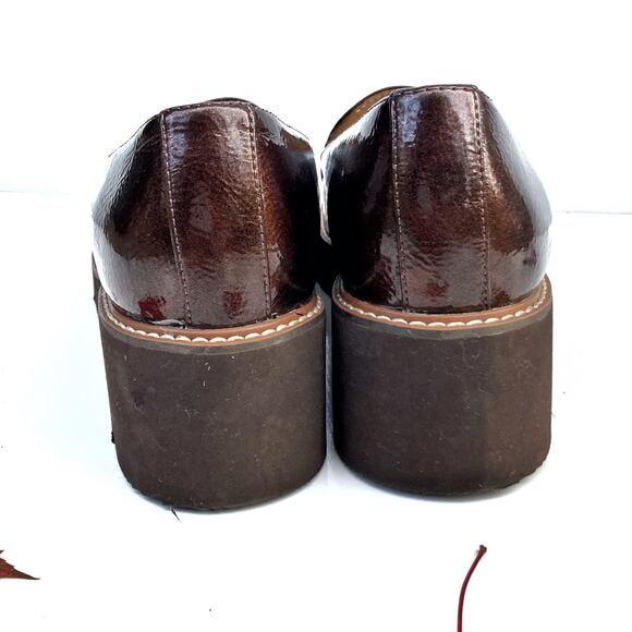 Naturalizer Cabaret Burgundy Patent Loafers | Block Heel Lug Sole Preppy Staple - Picture 12 of 16
